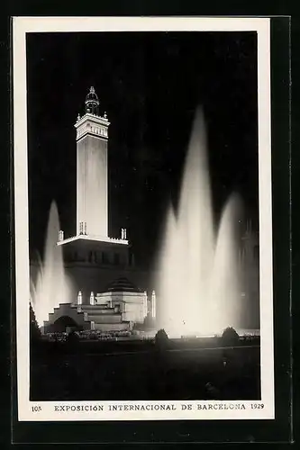 AK Barcelona, Exposicion Internacional 1929, Plaza del Universo, Detalle