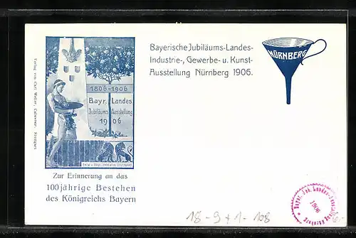 AK Regierungs-Jubiläum Maximilian-Joseph & Prinzregent Luitpold 1906, Bayerns erste Briefmarke, Ganzsache Bayern