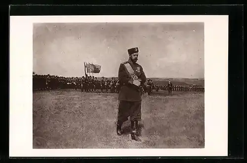 AK Zar Nikolaus II. von Russland bei einem Truppenmanöver