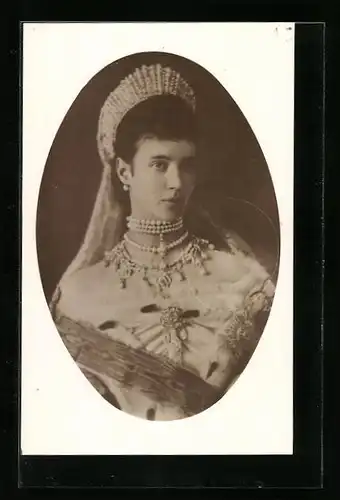 AK Maria Fjodorowna von Russland, mit Perlenschmuck