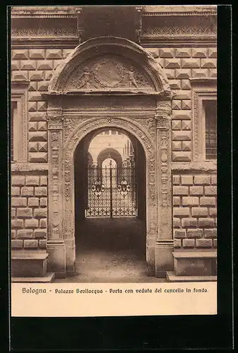 AK Bologna, Palazzo con veduta del cancello in fondo