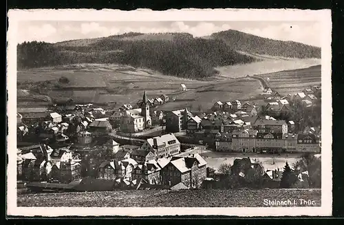 AK Steinach i. Thür., Ortspartie mit Berglandschaft