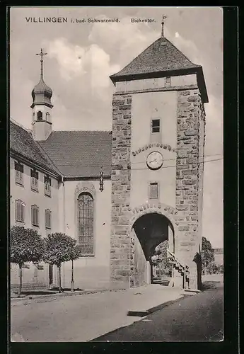 AK Villingen, Bickentor mit Uhr