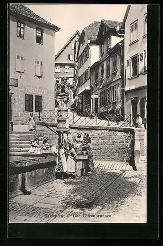 AK Wimpfen, Der Löwenbrunnen mit Kindern