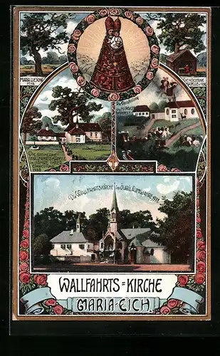 AK Maria-Eich, Wallfahrts-kirche mit Hirschwunder