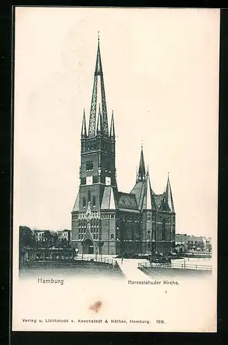AK Hamburg, Harvestehuder Kirche mit Umgebung