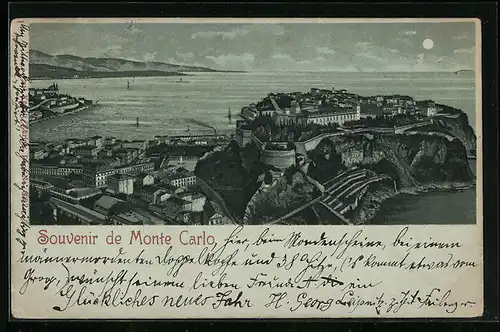 Mondschein-Lithographie Monte Carlo, Totalansicht im Mondlicht