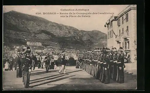 AK Monaco, Revue de la Compagnie des Carabiniers sur la Place du Palais