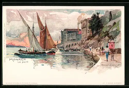 Künstler-AK Monaco, Le port