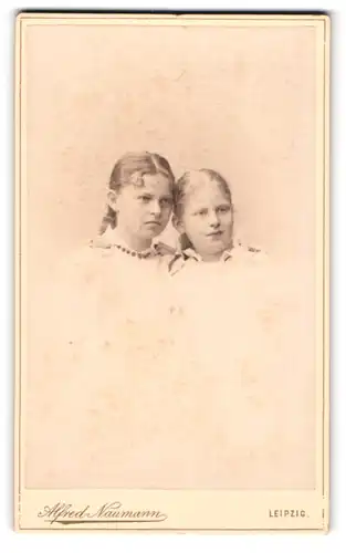 Fotografie Alfred Naumann, Leipzig, Dorotheenstrasse, Zwei junge Mädchen in hübscher Kleidung