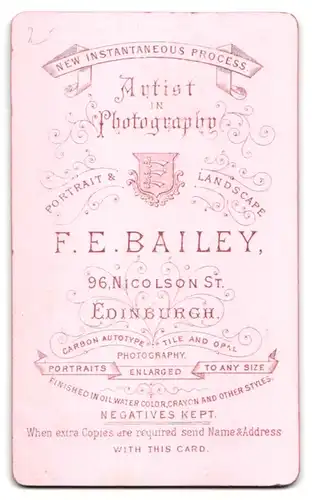 Fotografie F. E. Bailey, Edinburgh, 96 Nicolson St., Bursche in eleganter Kleidung