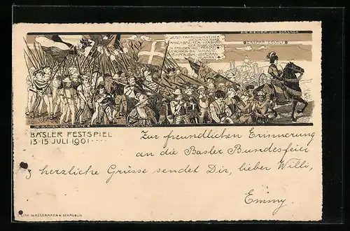 Künstler-AK Basel, Festspiel 1901, Die Sieger von Dornach