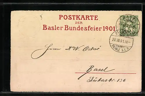 Künstler-AK Basel, Festspiel zur Bundesfeier 1901, Heinricaswagen, Domherren und Cleriker