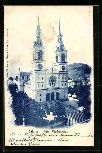 AK Glarus, Totalansicht der Stadtkirche