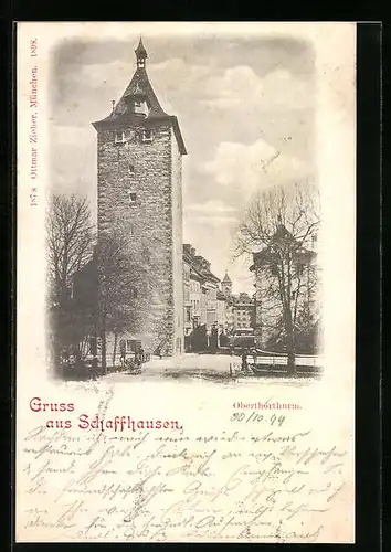 AK Schaffhausen, Strassenpartie am Oberthorthurm