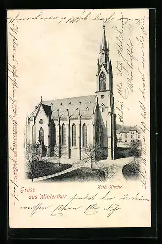 AK Winterthur, Kath. Kirche im Sonnenschein