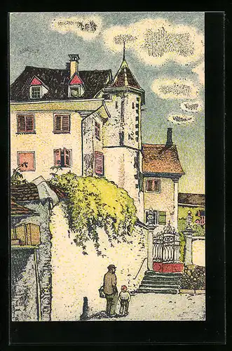 Künstler-AK Bremgarten, Darstellung vom Schlössli