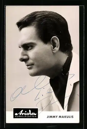 AK Musiker Jimmy Makulis im Anzug, Autograph