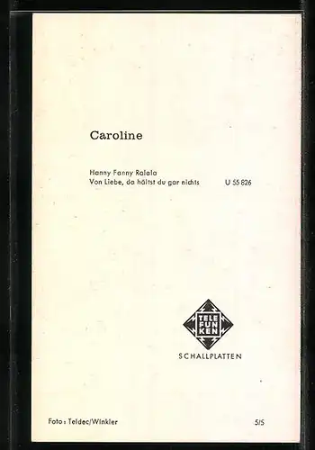 AK Musikerin Caroline im Sommerkostüm, Autograph