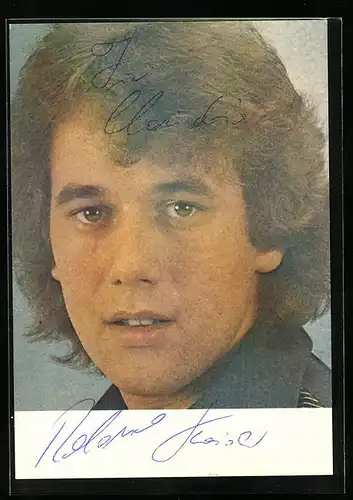 AK Musiker Roland Kaiser mit nachdenklichem Blick, Autograph