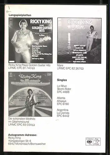 AK Musiker Ricky King mit seiner Gitarre, Autograph