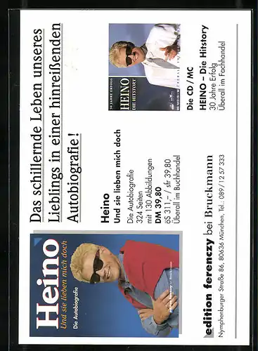 AK Musiker Heino mit übergelegtem Pullover, Autograph