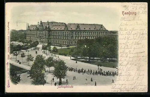 Relief-AK Hamburg-Neustadt, Strassenpartie am Justizgebäude