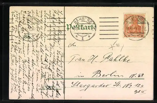 Lithographie Hamburg-St.Georg, Partie an der Alster