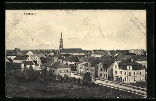 AK Plattling, Teilansicht der Stadt