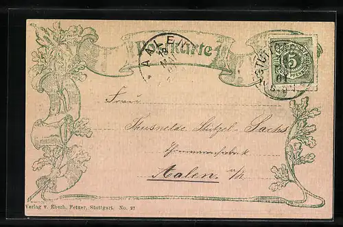 AK Stuttgart, Totalansicht der Stadt, Wappen