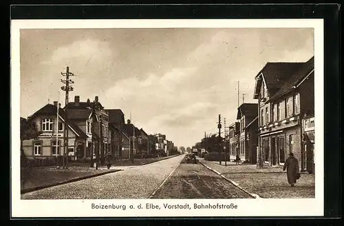 AK Boizenburg a. d. Elbe, Bahnhofstrasse in der Vorstadt