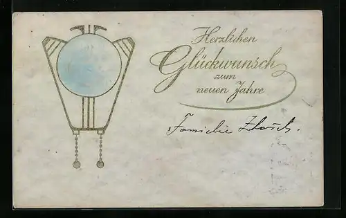 Präge-AK Kinderportrait, Jugendstil, Neujahrsgruss