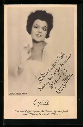 AK Schauspielerin Corry Bell mit Perusa-Zigarette