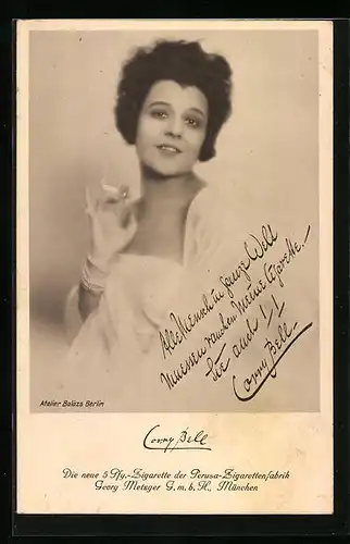 AK Schauspielerin Corry Bell wirbt für Perusa-Zigaretten