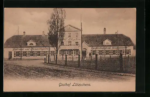 AK Lützschena, Gasthof von der Strasse gesehen