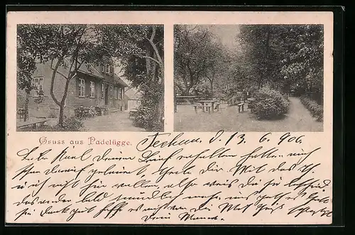 AK Padelügge, Gasthaus mit Gartenterrasse