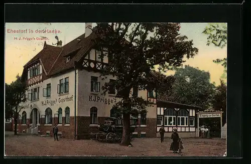 AK Ehestorf in der Haake, H. J. Prigges Gasthof mit Eingang zum Garten