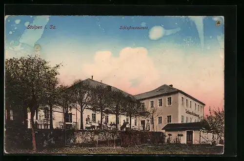 AK Stolpen /Sa., Gartenterrasse des Schlossrestaurant