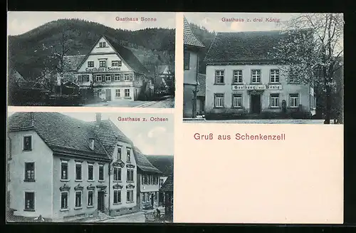 AK Schenkenzell, Gasthaus zum Ochsen, Gasthof Sonne, Gasthaus z. drei König