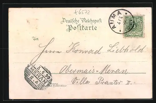 Lithographie Auma, Waldhaus, Sophienbad, Marktplatz