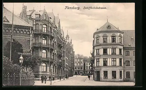 AK Flensburg, Sommer`s Hotel in der Schiffbrückstrasse