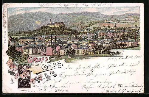 Lithographie Greiz, Teilansicht