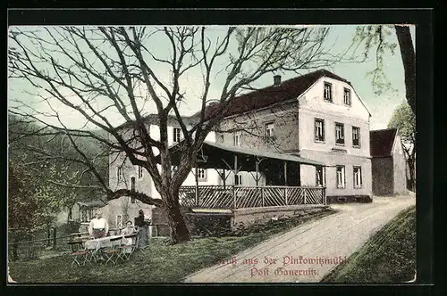 AK Gauernitz, Pinkowitzmühle mit Strassenpartie