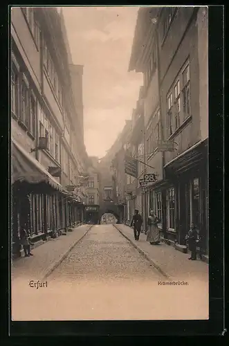 AK Erfurt, Krämerbrücke mit Geschäften