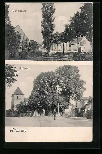 AK Altenburg, Strassenpartie am Dorfeingang, Am Kirchplatz