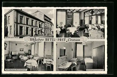 AK Gronau, Hotel zur Post, Strassenansicht, Innenansichten