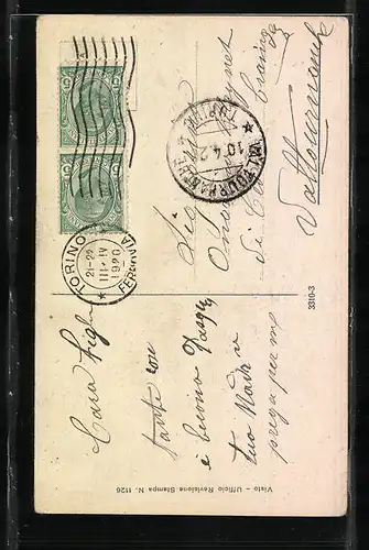 AK Amor auf dem Blumen-Osterei