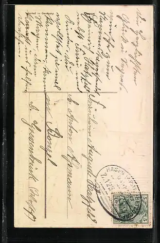 Präge-AK Glückwünsche zum Namenstag, Kleeblatt