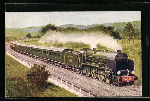 AK Englische Eisenbahn Golden Arrow der Southern Railway, 858