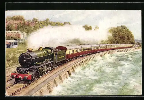 Künstler-AK GWR The Cornish Riviera Express near Teignmouth